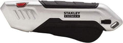 Stanley - Retractable Safety Utility Knife - 2.175" Steel Blade, Silver & Black Ergonomic Non-slip Grips Handle, 1 Blade Included - Makers Industrial Supply