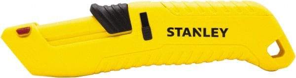 Stanley - Retractable Safety Utility Knife - 2.175" Steel Blade, Yellow & Black Contoured Plastic Handle, 4 Blades Included - Makers Industrial Supply