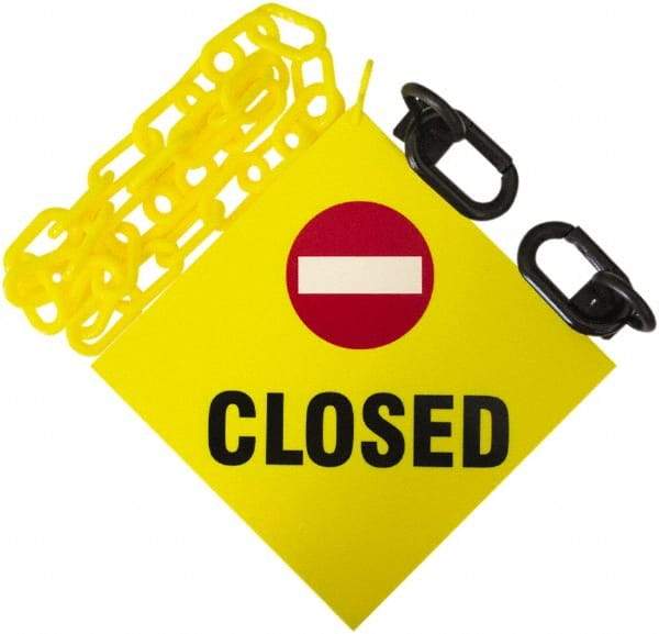 PRO-SAFE - 6' Long x 2" Wide Plastic Closed Sign Kit - Yellow - Makers Industrial Supply