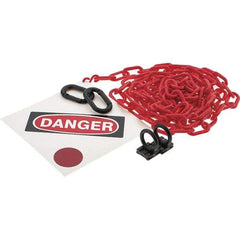 PRO-SAFE - 8" High Pedestrian Danger Sign Kit - 12' Long Plastic Rope - Makers Industrial Supply