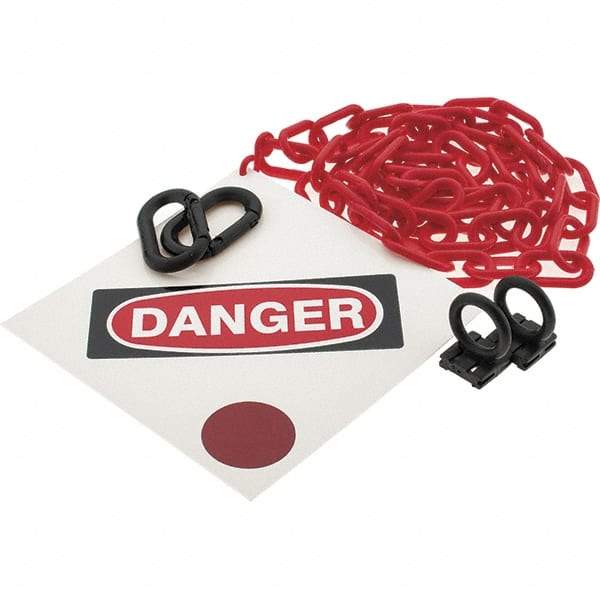 PRO-SAFE - 8" High Pedestrian Danger Sign Kit - 6' Long Plastic Rope - Makers Industrial Supply