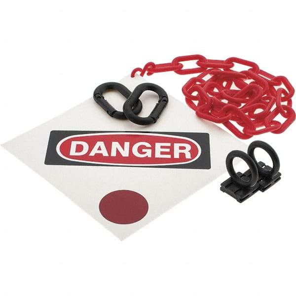 PRO-SAFE - 8" High Pedestrian Danger Sign Kit - 3' Long Plastic Rope - Makers Industrial Supply