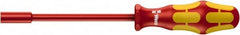 Wera - 3/8" Solid Shaft Insulated Nutdriver - Cushion Grip Handle, 230mm OAL - Makers Industrial Supply