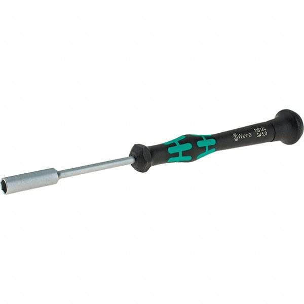 Wera - 5mm Solid Shaft Precision Nutdriver - Cushion Grip Handle, 6-1/4" OAL - Makers Industrial Supply