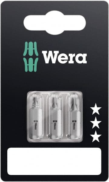 Wera - 3 Piece, 1/4" Drive Screwdriver Bit Set - #1, #2 & #3 Phillips - Makers Industrial Supply