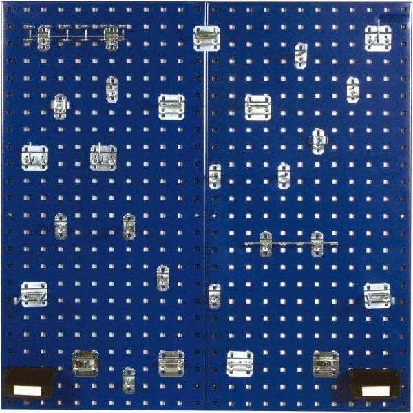 Triton - 18" Wide x 36" High Peg Board Kit - 2 Panels, 28 Hooks, Steel with Epoxy Coating, Blue - Makers Industrial Supply