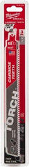 Milwaukee Tool - 9" Long x 1" Thick, Carbide Reciprocating Saw Blade - Straight Profile, 7 TPI, Toothed Edge, Universal Shank - Makers Industrial Supply