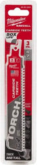 Milwaukee Tool - 6" Long x 1" Thick, Carbide Reciprocating Saw Blade - Straight Profile, 7 TPI, Toothed Edge, Universal Shank - Makers Industrial Supply