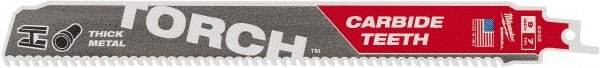 Milwaukee Tool - 9" Long x 1" Thick, Carbide Reciprocating Saw Blade - Straight Profile, 7 TPI, Toothed Edge, Universal Shank - Makers Industrial Supply