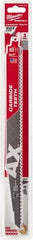 Milwaukee Tool - 12" Long x 1" Thick, Carbide Reciprocating Saw Blade - Tapered Profile, 7 TPI, Toothed Edge, Universal Shank - Makers Industrial Supply