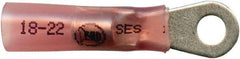 Made in USA - 22-18 AWG Partially Insulated Solder Connection Closed Eyelet Ring Terminal - #8 Stud, 1-1/4" OAL x 0.35" Wide, Tin Plated Copper Contact - Makers Industrial Supply