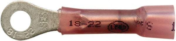 Made in USA - 22-18 AWG Partially Insulated Crimp & Solder Connection Closed Eyelet Ring Terminal - #8 Stud, 1-1/2" OAL x 0.35" Wide, Tin Plated Copper Contact - Makers Industrial Supply