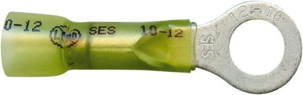 Made in USA - 12-10 AWG Partially Insulated Crimp & Solder Connection Closed Eyelet Ring Terminal - 5/16" Stud, 1-1/2" OAL x 0.56" Wide, Tin Plated Copper Contact - Makers Industrial Supply