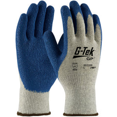 39-C1300/M Seamless Knits - G-Tek GP - Premium Poly/Cotton Gray 10G Shell - Blue Latex Crinkle Grip - Exact Industrial Supply