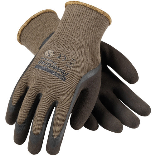 39-C1500/XS Seamless Knits - PowerGrab Premium - Brown 10G Cotton /Poly Shell - Latex MicroFinish Grip - Exact Industrial Supply