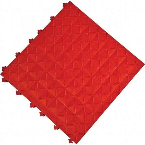 Ergo Advantage - 18" Long x 18" Wide x 1" Thick, Anti-Fatigue Modular Matting Anti-Fatigue Flooring - 2 Interlocking Sides, Red, For Dry Areas - Makers Industrial Supply