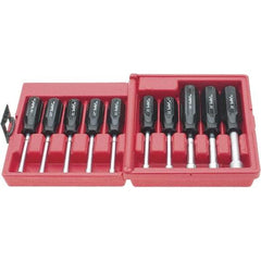 Xcelite - 10 Piece, 4 to 13mm Nut Driver Set - Solid Shaft, Plastic Handle - Makers Industrial Supply