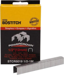 Stanley Bostitch - 1/2" Long x 7/16" Wide, 24 Gauge Crowned Construction Staple - Steel, Chisel Point - Makers Industrial Supply