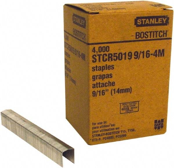 Stanley Bostitch - 9/16" Long x 7/16" Wide, 18 Gauge Crowned Construction Staple - Steel, Chisel Point - Makers Industrial Supply