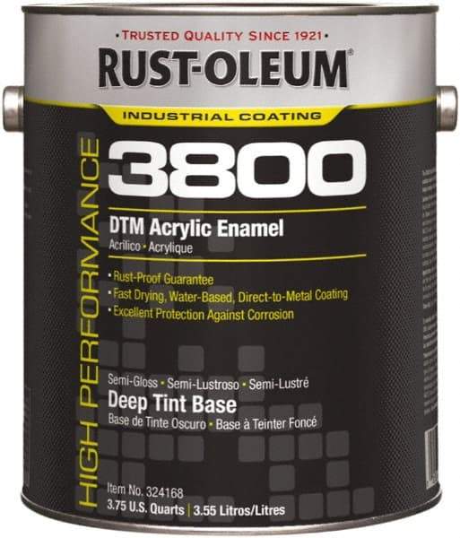 Rust-Oleum - 1 Gal Deep Tint Base Semi Gloss Finish Acrylic Enamel Paint - 150 to 270 Sq Ft per Gal, Interior/Exterior, Direct to Metal - Makers Industrial Supply