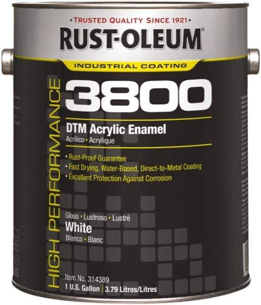 Rust-Oleum - 1 Gal White Gloss Finish Acrylic Enamel Paint - 150 to 270 Sq Ft per Gal, Interior/Exterior, Direct to Metal - Makers Industrial Supply