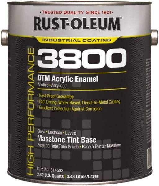 Rust-Oleum - 1 Gal Masstone Tint Base Gloss Finish Acrylic Enamel Paint - 150 to 270 Sq Ft per Gal, Interior/Exterior, Direct to Metal - Makers Industrial Supply