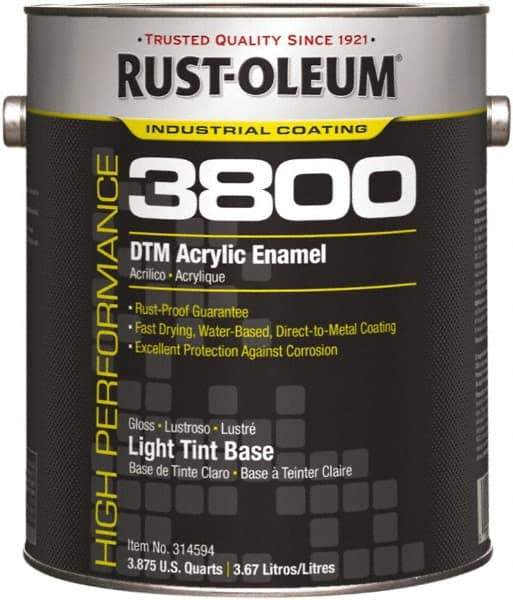 Rust-Oleum - 1 Gal Light Tint Base Gloss Finish Acrylic Enamel Paint - 150 to 270 Sq Ft per Gal, Interior/Exterior, Direct to Metal - Makers Industrial Supply