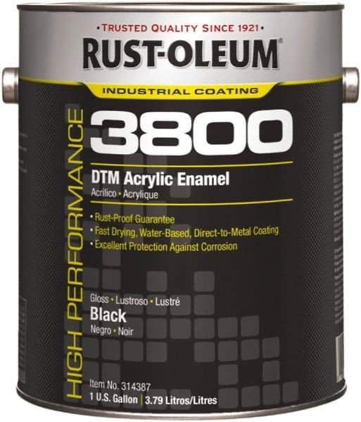 Rust-Oleum - 1 Gal Black Gloss Finish Acrylic Enamel Paint - 150 to 270 Sq Ft per Gal, Interior/Exterior, Direct to Metal - Makers Industrial Supply