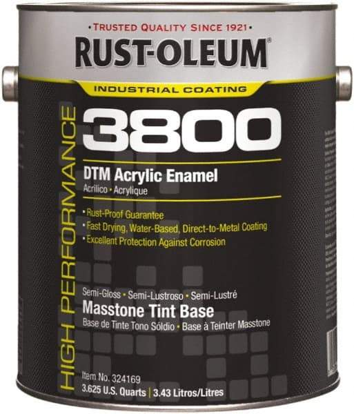 Rust-Oleum - 1 Gal Masstone Tint Base Semi Gloss Finish Acrylic Enamel Paint - 150 to 270 Sq Ft per Gal, Interior/Exterior, Direct to Metal - Makers Industrial Supply