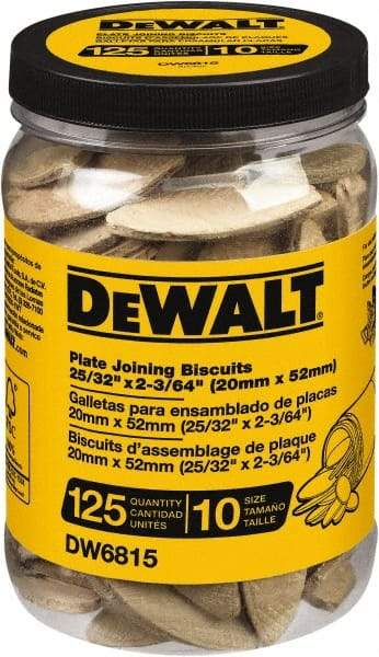 DeWALT - Size 10 Biscuits - 125 Pieces, Tube - Makers Industrial Supply