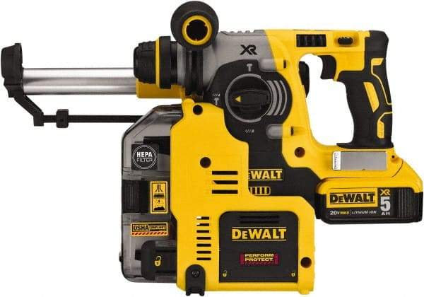 DeWALT - 20 Volt 1" Keyless Chuck Cordless Rotary Hammer - 0 to 4,600 BPM, 0 to 1,100 RPM, Reversible - Makers Industrial Supply