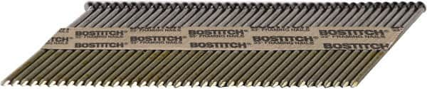 Stanley Bostitch - 11 Gauge 0.131" Shank Diam 3-1/4" Long Framing Nails for Power Nailers - Steel, Galvanized Finish, Smooth Shank, Angled Stick Paper Tape Collation, Round Head - Makers Industrial Supply