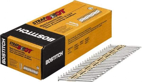 Stanley Bostitch - 10 Gauge 0.148" Shank Diam 2-1/2" Long Metal Connecting Nails for Power Nailers - Steel, Galvanized Finish, Smooth Shank, Angled Stick Paper Tape Collation, Round Head, Diamond Point - Makers Industrial Supply