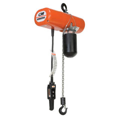 CM - Electric Hoists; Type: Electric Chain Hoist ; Load Capacity (Ton): 1/2 ; Load Capacity (Lb.): 1000.000 ; Lifting Speed in Ft/Min: 32 ; Maximum Lift Distance (Feet): 10 ; Minimum Headroom (Inch): 15-9/16 - Exact Industrial Supply