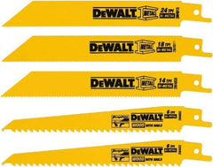 DeWALT - 5 Pieces, 6" Long x 0.04" Thickness, Bi-Metal Reciprocating Saw Blade Set - Straight Profile, 6 to 18 Teeth, Toothed Edge - Makers Industrial Supply