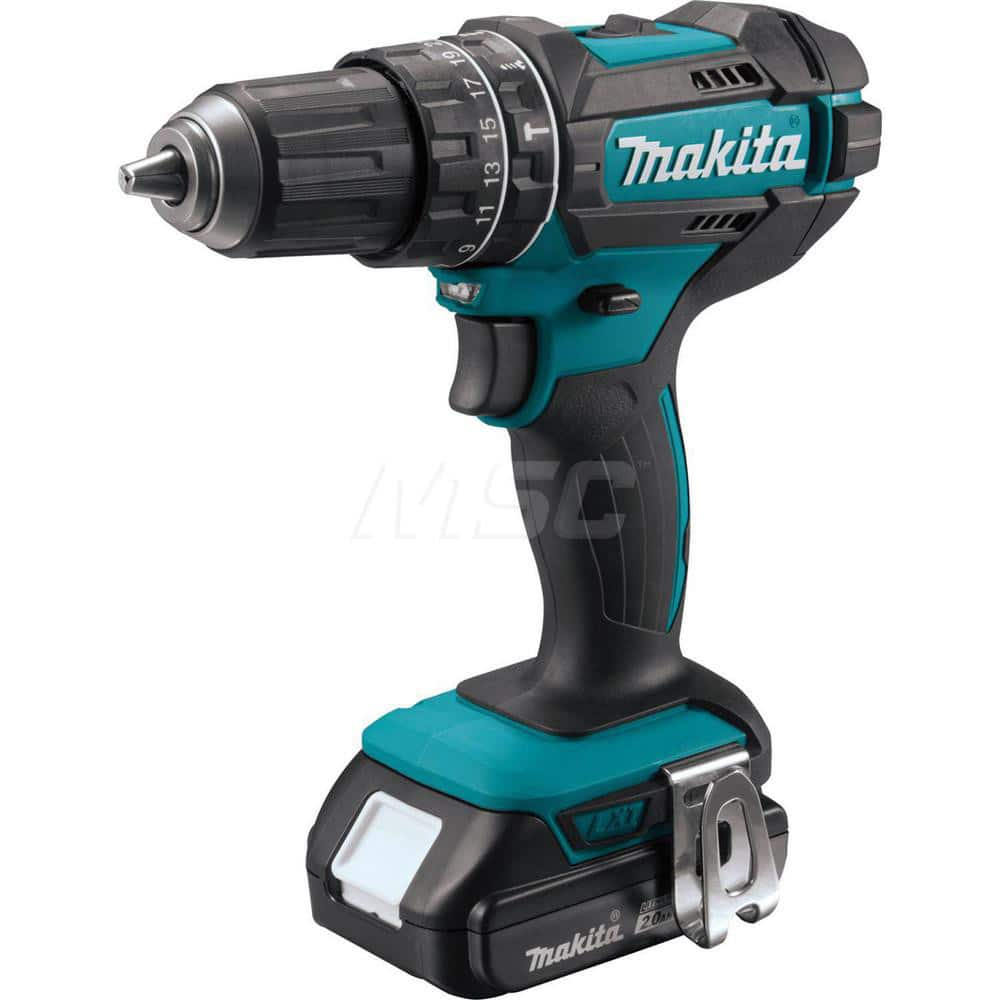 Cordless Hammer Drill: 18V, 1/2″ Chuck, 28,500 BPM, 1,900 RPM Keyless Chuck, Reversible, 2