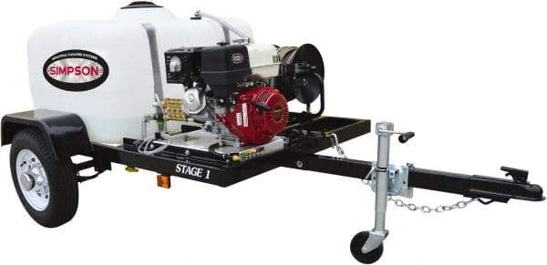 Simpson - Gas, 8.5 hp, 3,800 psi, 3.5 GPM, Cold Water Pressure Washer - CAT Triplex, 100' x 3/8" Hose - Makers Industrial Supply