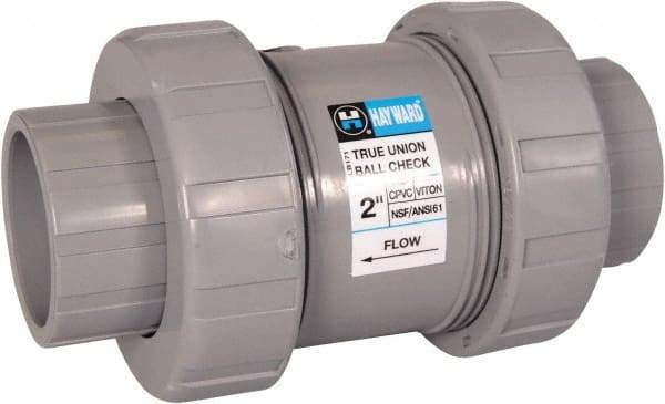 Hayward - 1-1/4" Pipe, PVC True Union Design Ball Valve - Inline - One Way Flow, Socket x Thread Ends, 235 WOG - Makers Industrial Supply