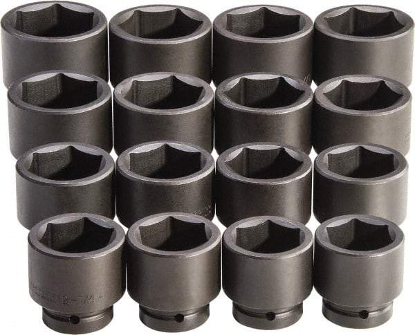 Proto - 16 Piece 1" Drive Full Polish Finish Impact Socket Set - 6 Points, 2-1/16" to 3" Range, Inch Measurement Standard - Makers Industrial Supply