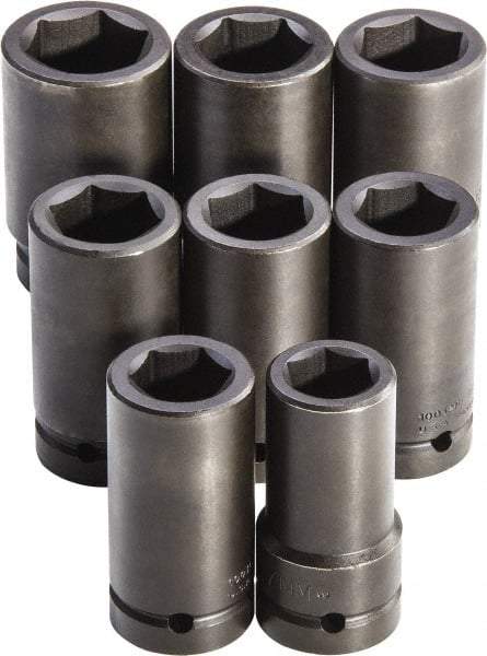 Proto - 8 Piece 1" Drive Full Polish Finish Deep Well Impact Socket Set - 6 Points, 27mm to 41mm Range, Metric Measurement Standard - Makers Industrial Supply