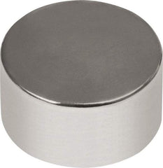 Mag-Mate - 3/8" Diam x 1/4" High Neodymium Rare Earth Magnet - 6.86 Lb Max Capacity, 180°F Max, Nickel Plated - Makers Industrial Supply