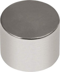 Mag-Mate - 3/8" Diam x 3/8" High Neodymium Rare Earth Magnet - 7.96 Lb Max Capacity, 180°F Max, Nickel Plated - Makers Industrial Supply