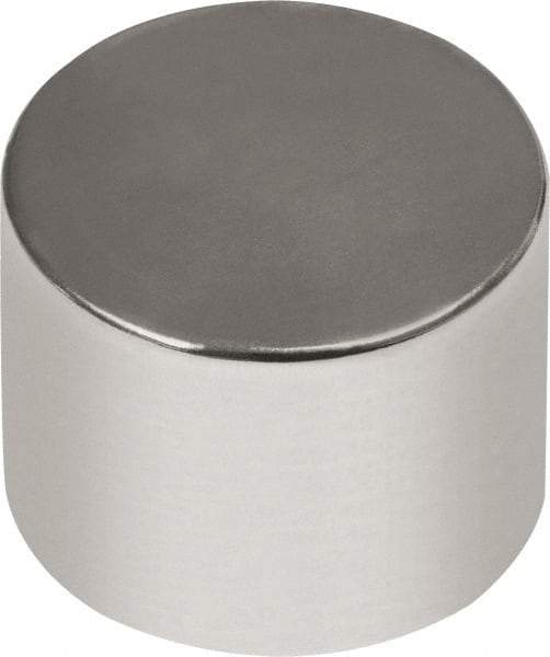 Mag-Mate - 1/4" Diam x 1/4" High Neodymium Rare Earth Magnet - 3.35 Lb Max Capacity, 180°F Max, Nickel Plated - Makers Industrial Supply