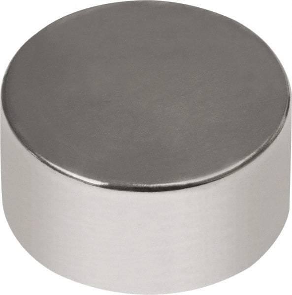 Mag-Mate - 1/4" Diam x 1/8" High Neodymium Rare Earth Magnet - 2.3 Lb Max Capacity, 180°F Max, Nickel Plated - Makers Industrial Supply