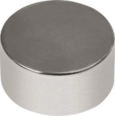 Mag-Mate - 1/4" Diam x 1/8" High Neodymium Rare Earth Magnet - 2.3 Lb Max Capacity, 180°F Max, Nickel Plated - Makers Industrial Supply