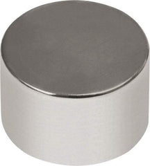 Mag-Mate - 1/4" Diam x 13/64" High Neodymium Rare Earth Magnet - 3.07 Lb Max Capacity, 180°F Max, Nickel Plated - Makers Industrial Supply