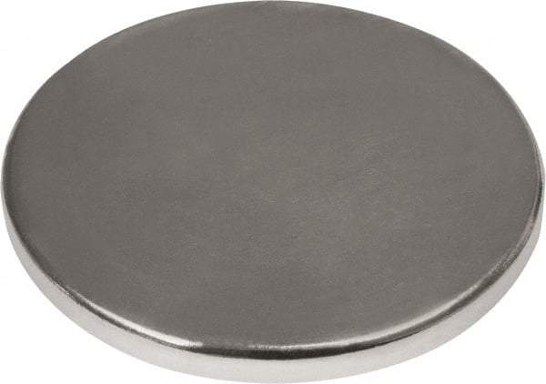 Mag-Mate - 3/4" Diam x 1/16" High Neodymium Rare Earth Magnet - 15.3 Lb Max Capacity, 180°F Max, Nickel Plated - Makers Industrial Supply