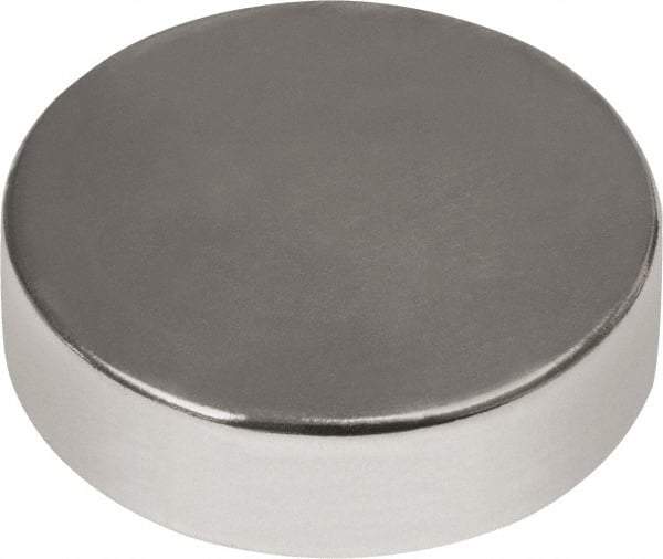 Mag-Mate - 1/2" Diam x 3/16" High Neodymium Rare Earth Magnet - 11.5 Lb Max Capacity, 180°F Max, Nickel Plated - Makers Industrial Supply