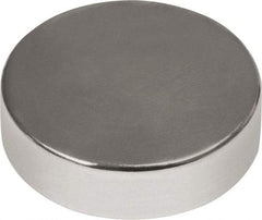 Mag-Mate - 1/2" Diam x 3/16" High Neodymium Rare Earth Magnet - 11.5 Lb Max Capacity, 180°F Max, Nickel Plated - Makers Industrial Supply