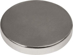 Mag-Mate - 1" Diam x 3/16" High Neodymium Rare Earth Magnet - 38.4 Lb Max Capacity, 180°F Max, Nickel Plated - Makers Industrial Supply